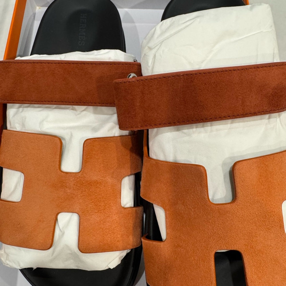 New Hermes Chypre Sandals in Rose Bois Size 39